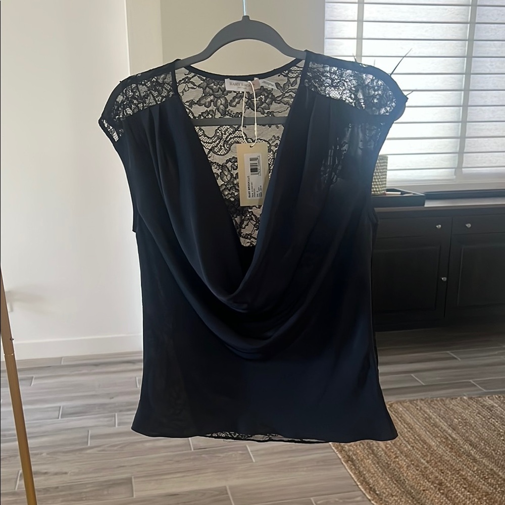 Ramy Brook Black Asymmetrical Cut Out Blouse